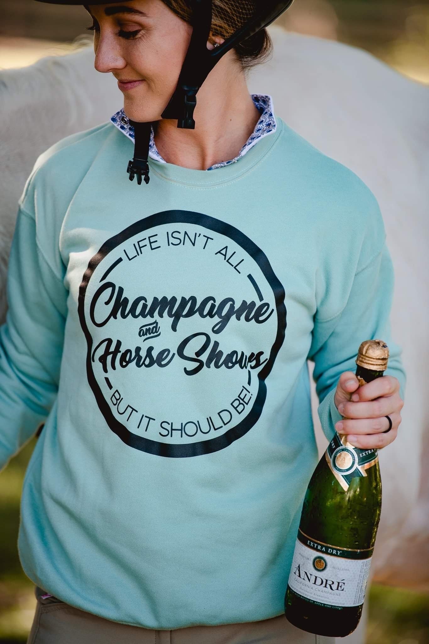 Load image into Gallery viewer, Champagne and Horse Show crewneck
